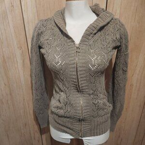 Y2k style MNG Women's Knit Open Front Cardigan Sweater Size M linen/cotton blend